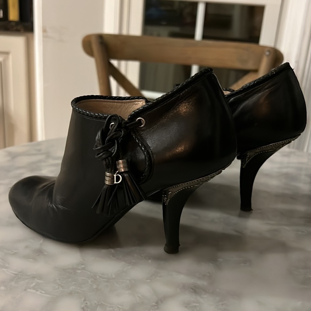 Black Dior Western booties - great to wear with tights and skirts
